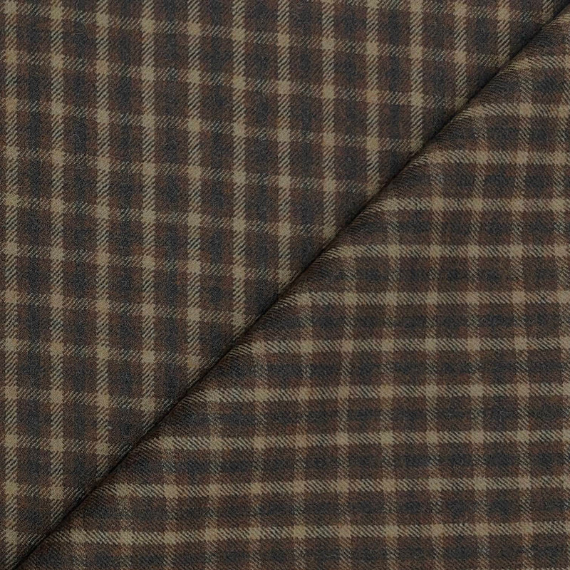 Tweed Blazer Faric OCM Wool Blended Check Colour Medium Brown