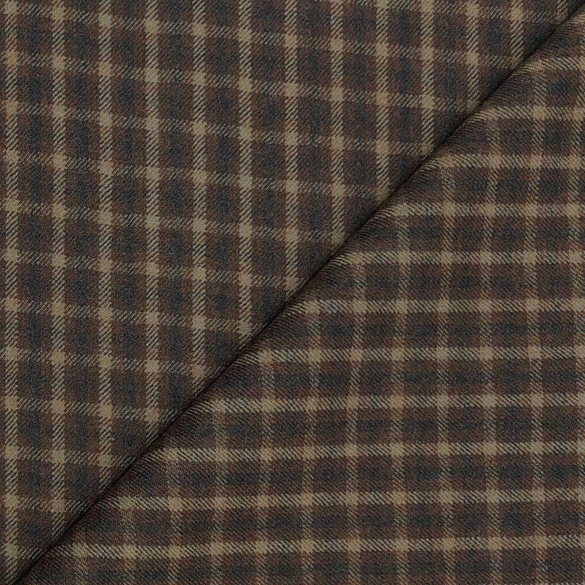 Tweed Blazer Faric OCM Premium Wool Blended Check Colour Medium Brown