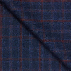 Tweed Blazer Faric OCM Wool Blended Check Colour Admiral Blue N Cherry Red