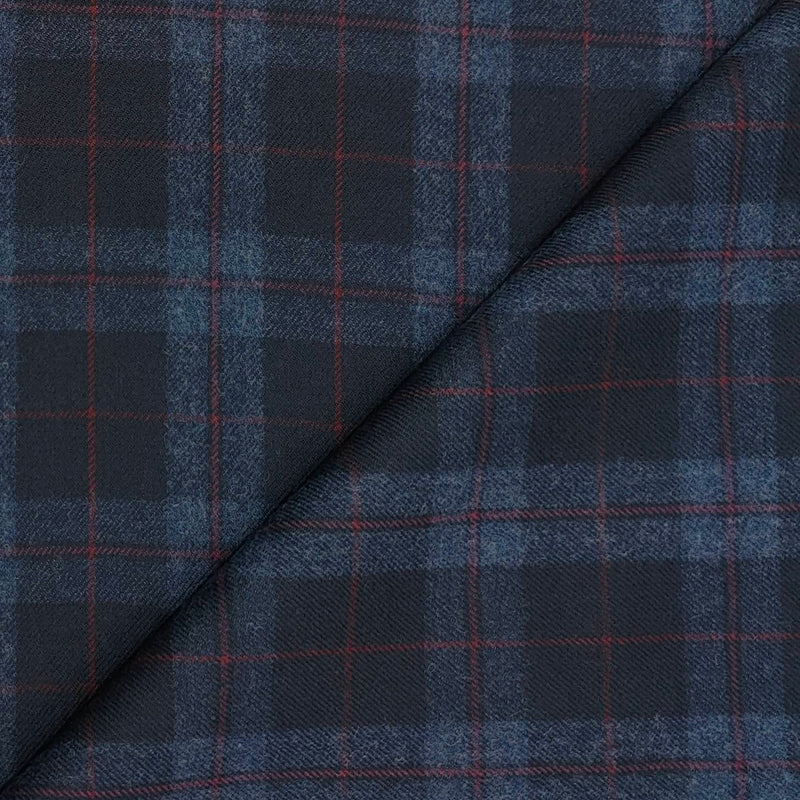 Tweed Blazer Faric OCM Wool Blended Broad Check Colour Blue