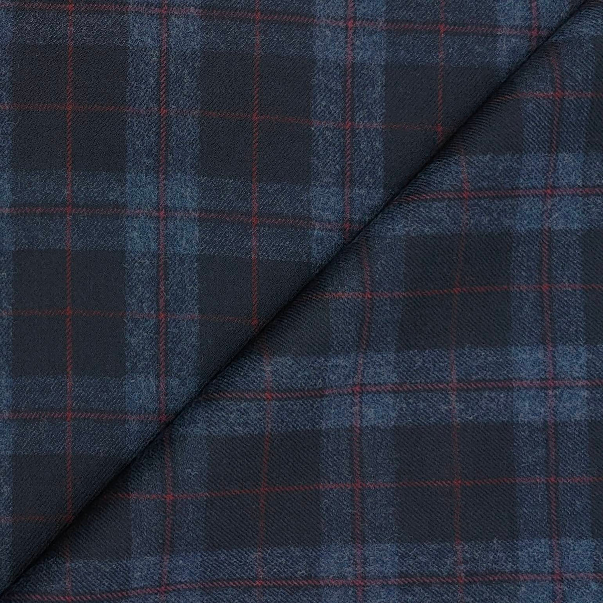 Tweed Blazer Faric OCM Premium Wool Blended Broad Check Colour Blue