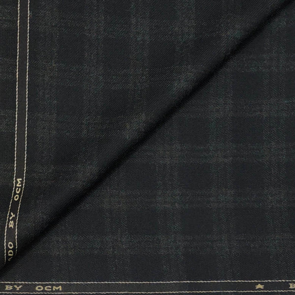Tweed Blazer Faric OCM Wool Blended Broad Check Colour Light Green N Black