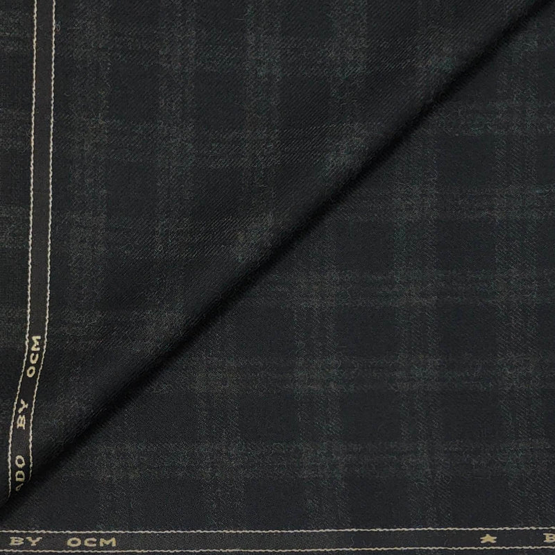 Tweed Blazer Faric OCM Wool Blended Broad Check Colour Light Green N Black