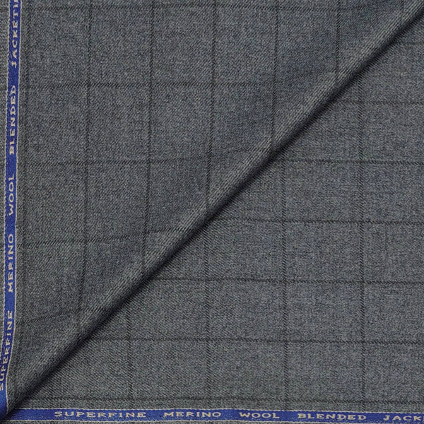Tweed Blazer Faric OCM Wool Blended Broad Check Colour Worsted Grey