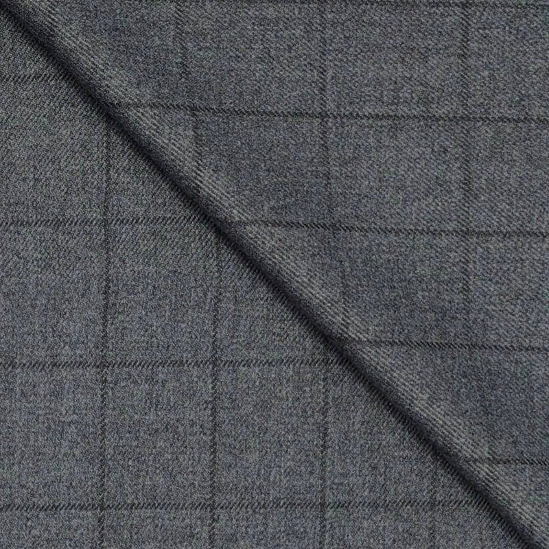Tweed Blazer Faric OCM Wool Blended Broad Check Colour Worsted Grey