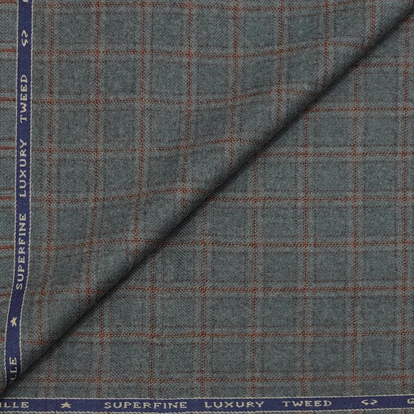 Tweed Blazer Fabric OCM Wool Blended Check Colour Cloud Grey