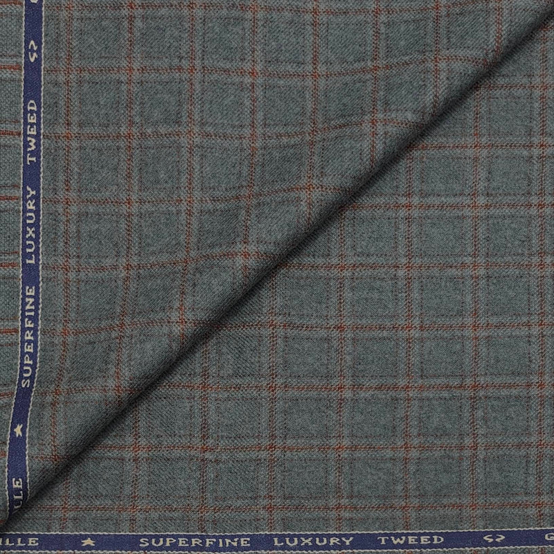 Tweed Blazer Fabric OCM Wool Blended Check Colour Cloud Grey