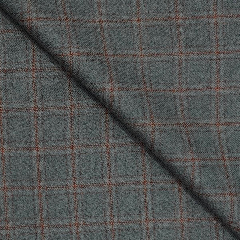 Tweed Blazer Fabric OCM Wool Blended Check Colour Cloud Grey