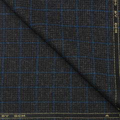 Tweed Blazer Faric OCM Wool Blended Broad Check Colour Blue N Dark Grey