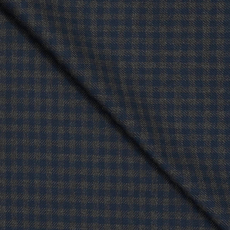 Tweed Blazer Faric OCM Wool Blended Check Colour Blue N Brown