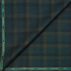 Tweed Blazer Faric OCM Wool Blended Broad Check Colour Feldgrau Green