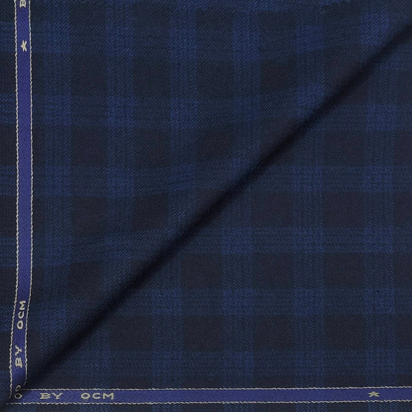 Tweed Blazer Faric OCM Wool Blended Broad Check Colour Navy Blue