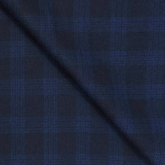 Tweed Blazer Faric OCM Wool Blended Broad Check Colour Navy Blue