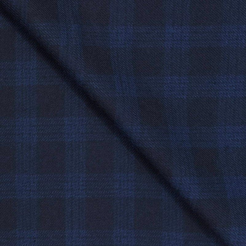 Tweed Blazer Faric OCM Wool Blended Broad Check Colour Navy Blue