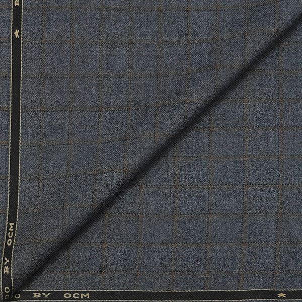 Tweed Blazer Faric OCM Wool Blended Broad Check Colour Anchor Grey