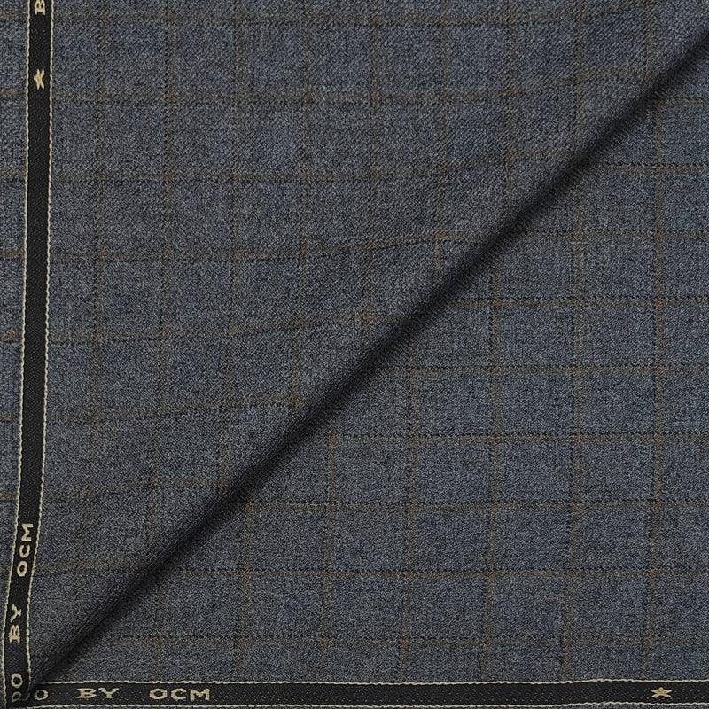 Tweed Blazer Faric OCM Wool Blended Broad Check Colour Anchor Grey