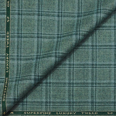 Tweed Blazer Faric OCM Wool Blended Broad Check Colour Dark Sea Green