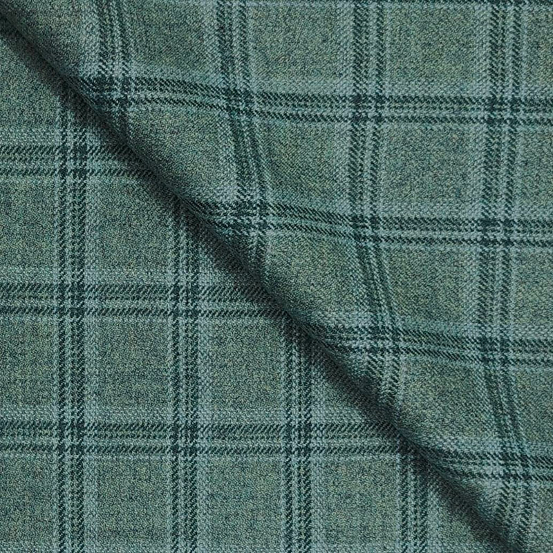 Tweed Blazer Faric OCM Wool Blended Broad Check Colour Dark Sea Green
