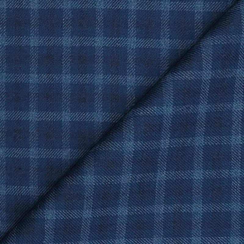 Tweed Blazer Faric OCM Wool Blended Broad Check Colour Yale Blue