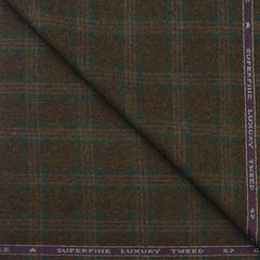 Tweed Blazer Faric OCM Wool Blended Broad Check Colour Cedar Brown