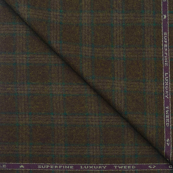 Tweed Blazer Faric OCM Wool Blended Broad Check Colour Cedar Brown