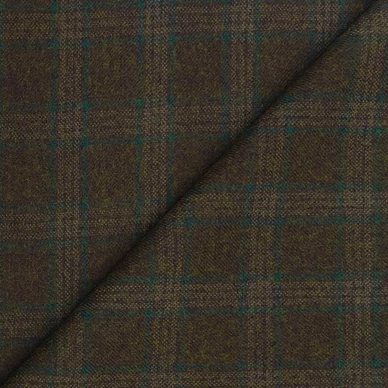 Tweed Blazer Faric OCM Wool Blended Broad Check Colour Cedar Brown