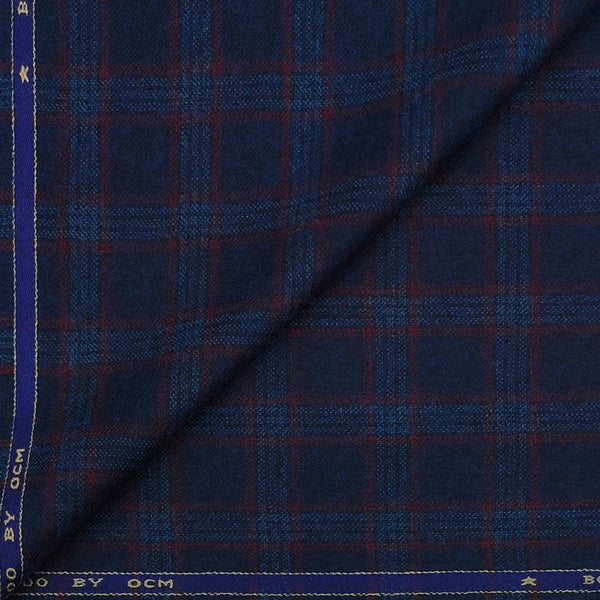 Tweed Blazer Faric OCM Wool Blended Broad Check Colour Delight Blue