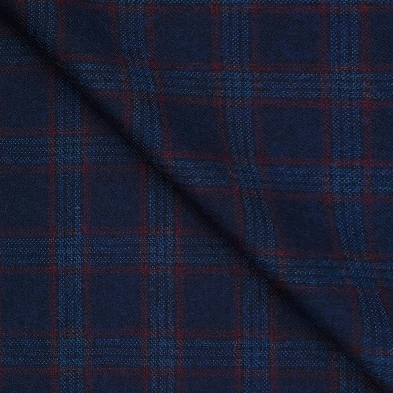 Tweed Blazer Faric OCM Wool Blended Broad Check Colour Delight Blue