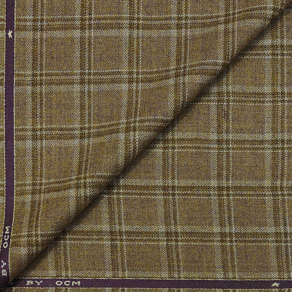 Tweed Blazer Faric OCM Wool Blended Broad Check Colour Tortilla Brown