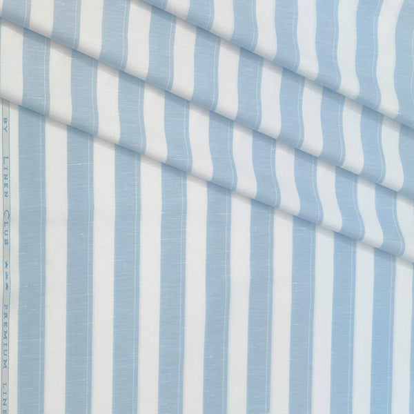 Shirt Fabric Linen Club Linen Blended Patta Lining Colour River Blue N White