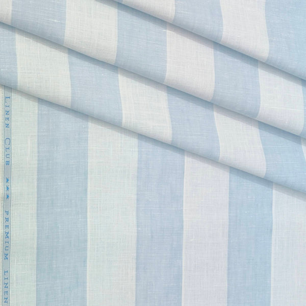 Shirt Fabric Linen Club Linen Blended Patta Lining Colour Light Blue N White