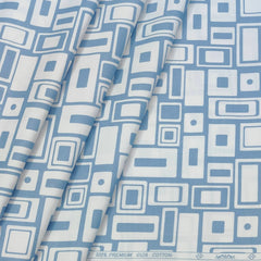 Shirt Fabric ManTire 60s Giza Cotton Printed Colour Blue N White