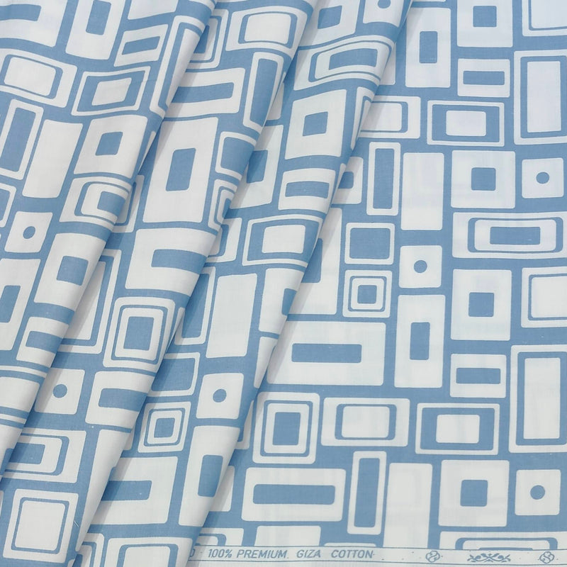 Shirt Fabric ManTire 60s Giza Cotton Printed Colour Blue N White
