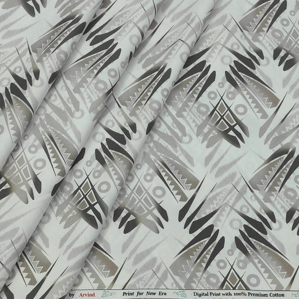 Shirt Fabric Arvind Giza Cotton Digital Print Colour Grey N White
