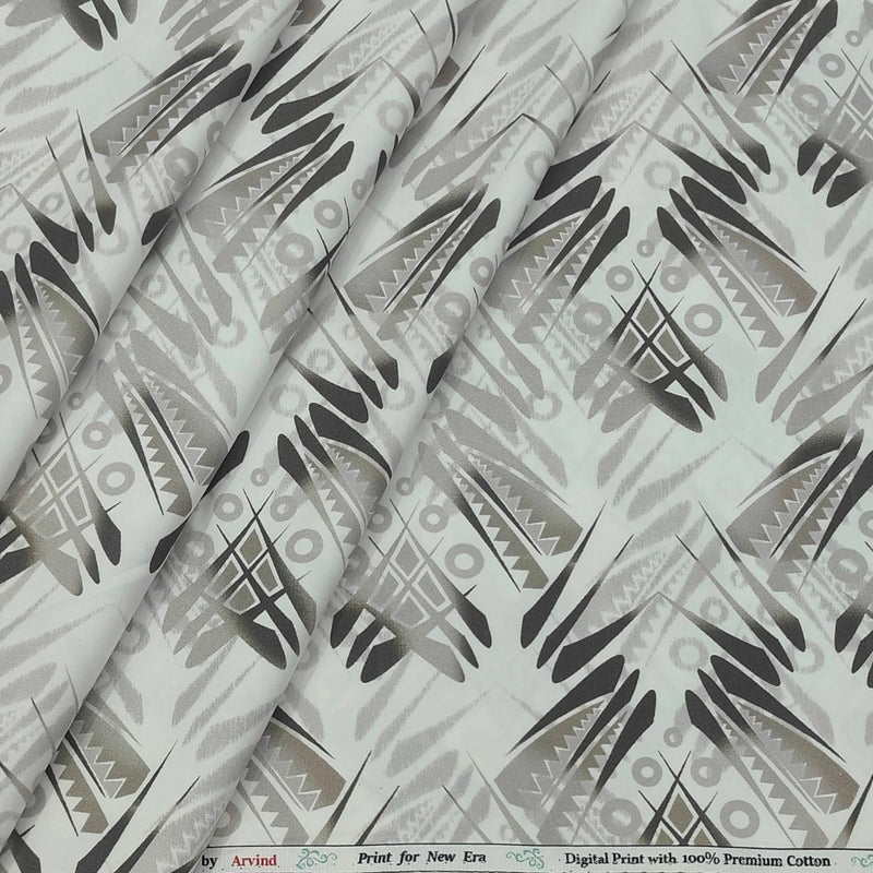 Shirt Fabric Arvind Giza Cotton Digital Print Colour Grey N White
