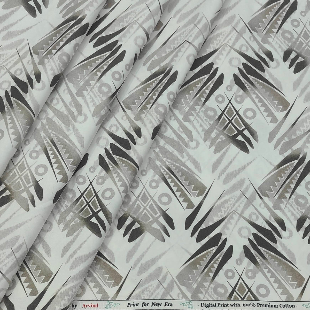 Shirt Fabric Arvind Giza Cotton Digital Print Colour Grey N White