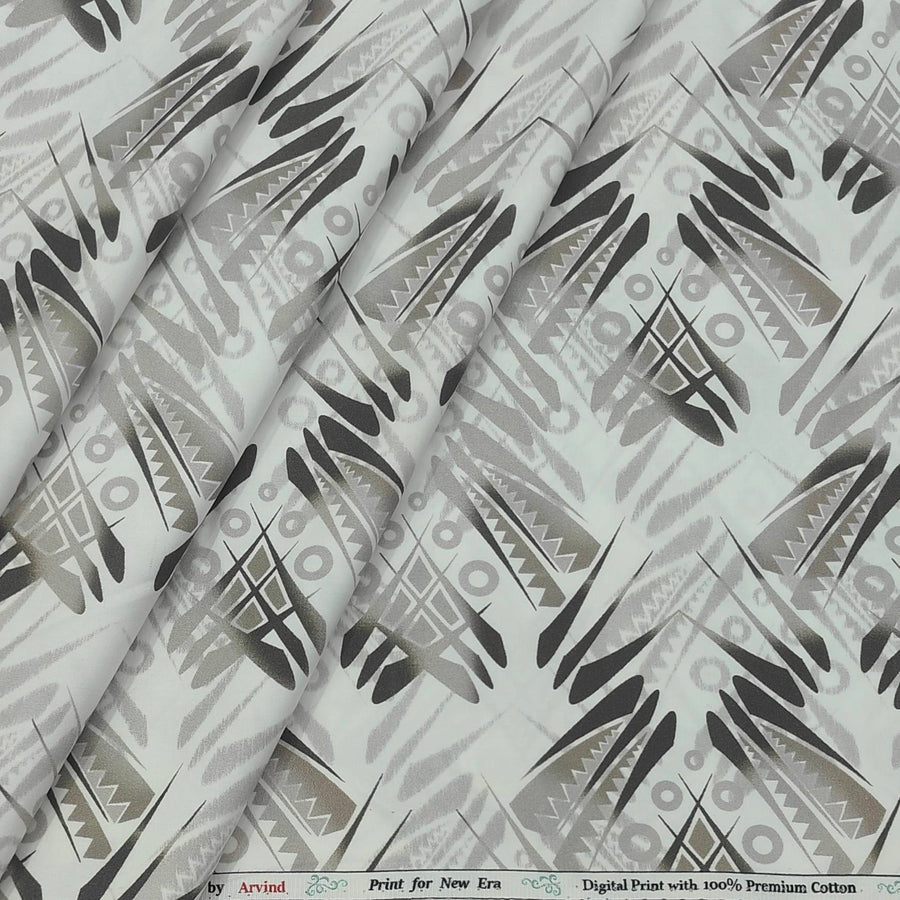 Shirt Fabric Arvind Giza Cotton Digital Print Colour Grey N White