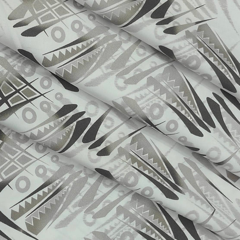 Shirt Fabric Arvind Giza Cotton Digital Print Colour Grey N White