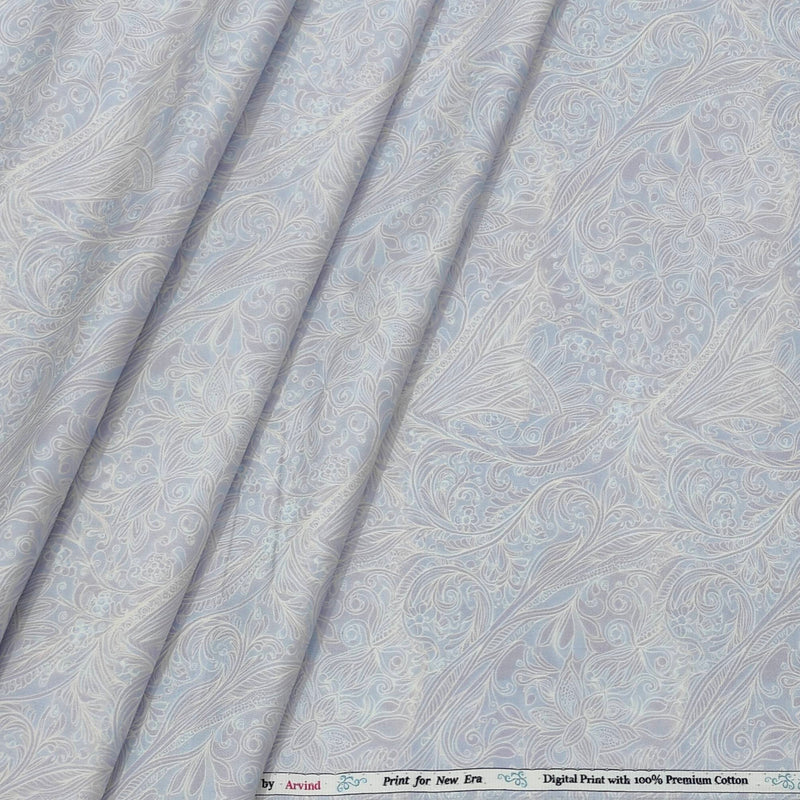 Shirt Fabric Arvind Giza Cotton Digital Print Colour Dull Lavender