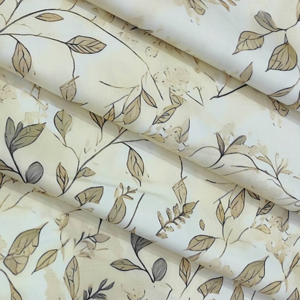Shirt Fabric Arvind Giza Cotton Digital Print Colour Light Beige