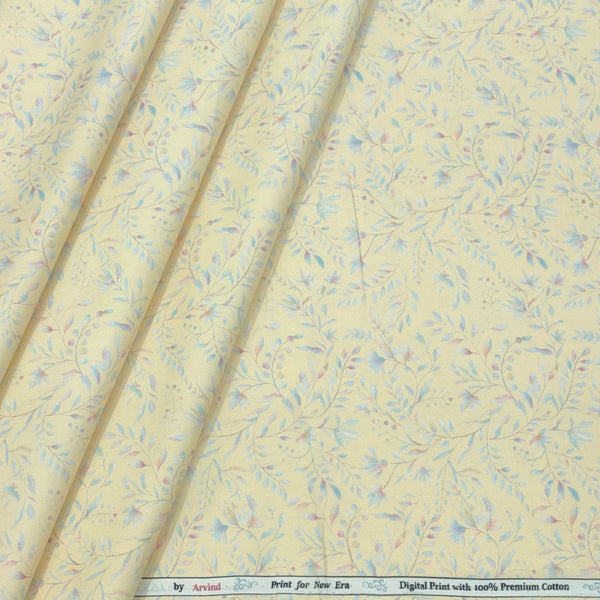 Shirt Fabric Arvind Giza Cotton Printed Colour Pastel Yellow