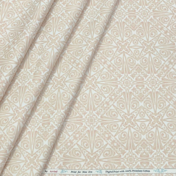 Shirt Fabric Arvind Giza Cotton Printed Colour Desert Brown N White