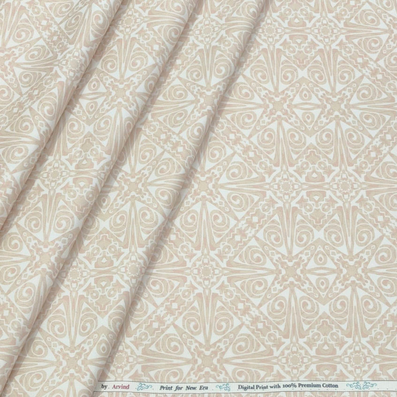 Shirt Fabric Arvind Giza Cotton Printed Colour Desert Brown N White