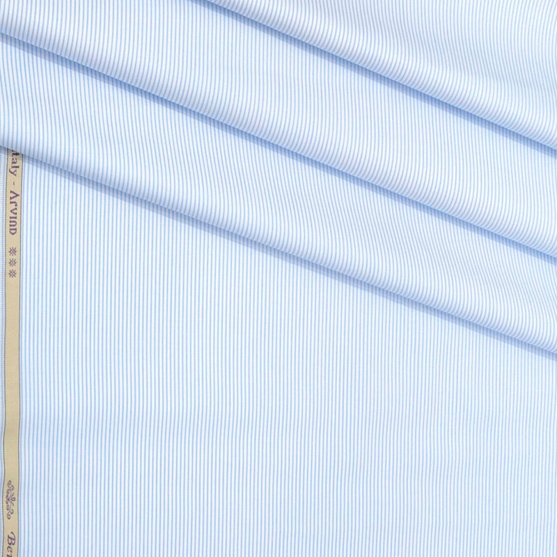 Shirt Fabric Arvind Giza Cotton Pin Lining Colour Blue N White