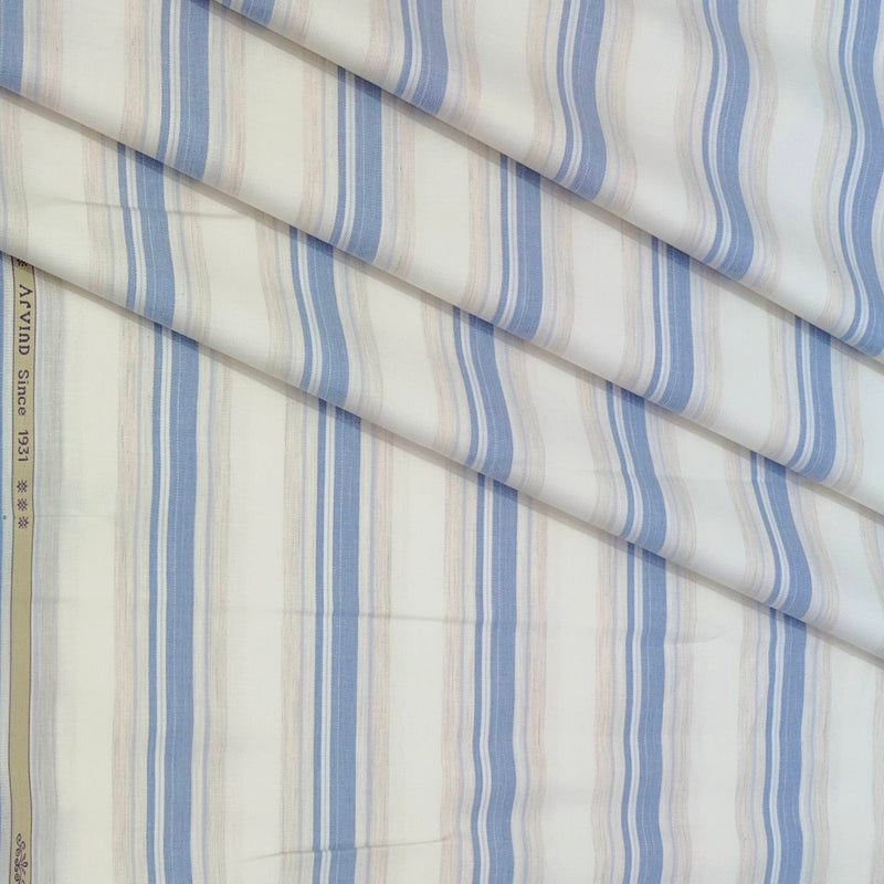 Shirt Fabric Arvind Giza Cotton Patta Lining Colour Light Cream N Glaucous Blue