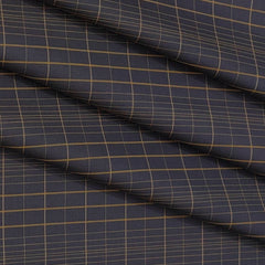 Shirt Fabric Arvind Giza Cotton Mix Check Colour Yellowish Gold N Bean Chocolate
