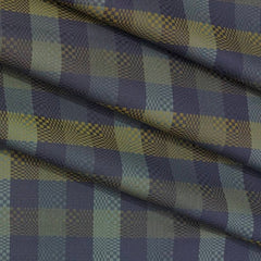 Shirt Fabric Arvind Giza Cotton Check Colour Swamp Green N Kikyo-Iru Purple