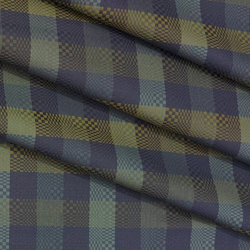 Shirt Fabric Arvind Giza Cotton Check Colour Swamp Green N Kikyo-Iru Purple