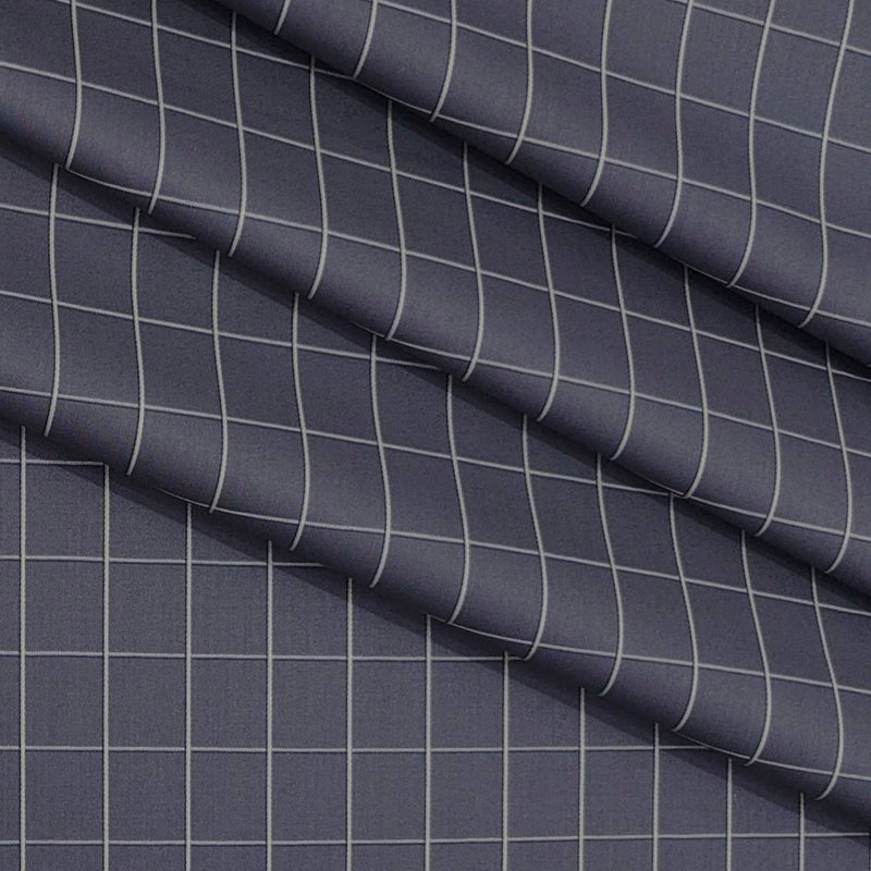 Shirt Fabric Arvind Giza Cotton Check Colour Greyish Blue