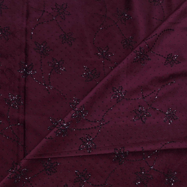 Achkan Fabric ManTire Velvet Fabric With Embroidery Work Colour Reddish Maroon
